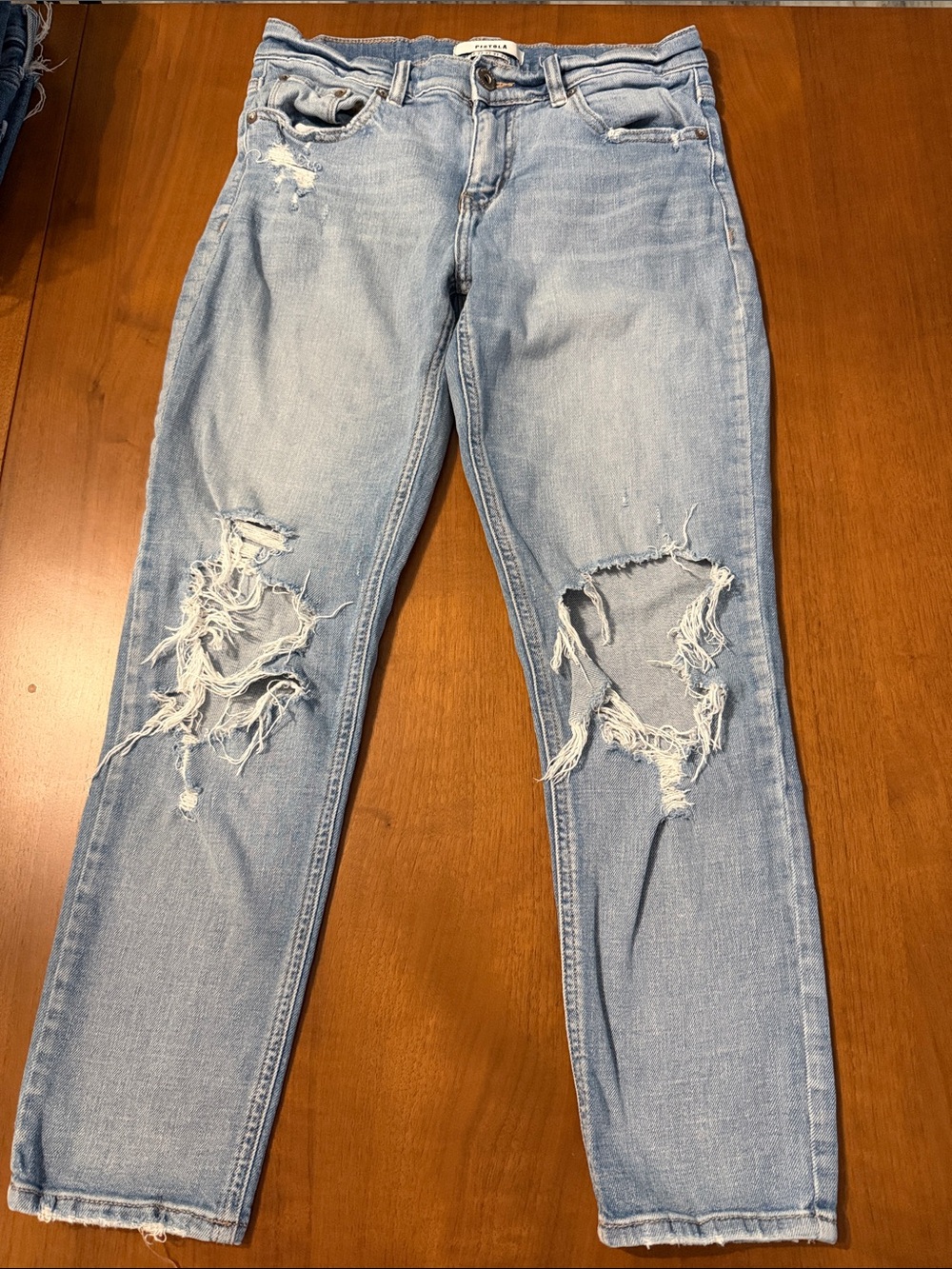 pistola Light Wash Distressed Boyfriend Jeans
